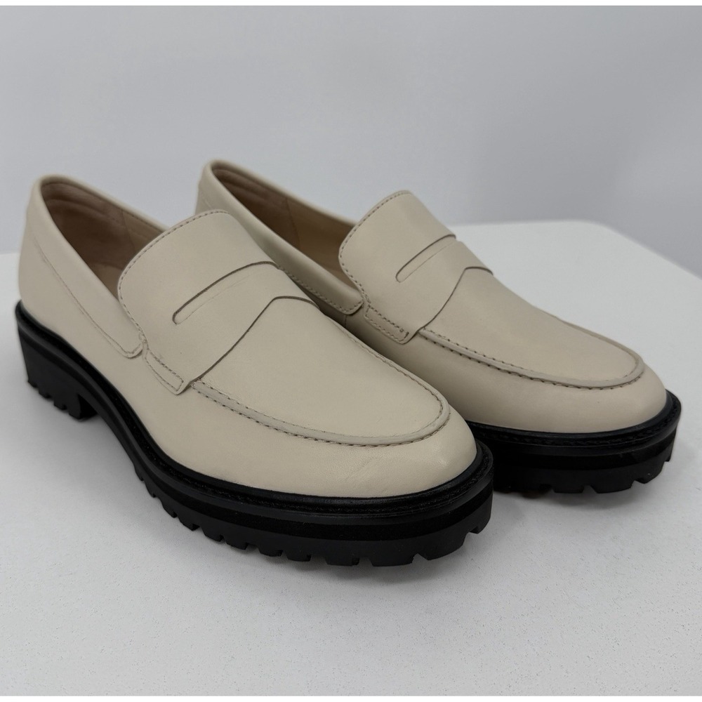 Everlane The Lug Loafer in Parchment/Ivory Leather size 7.5 Women's Chunky Heel